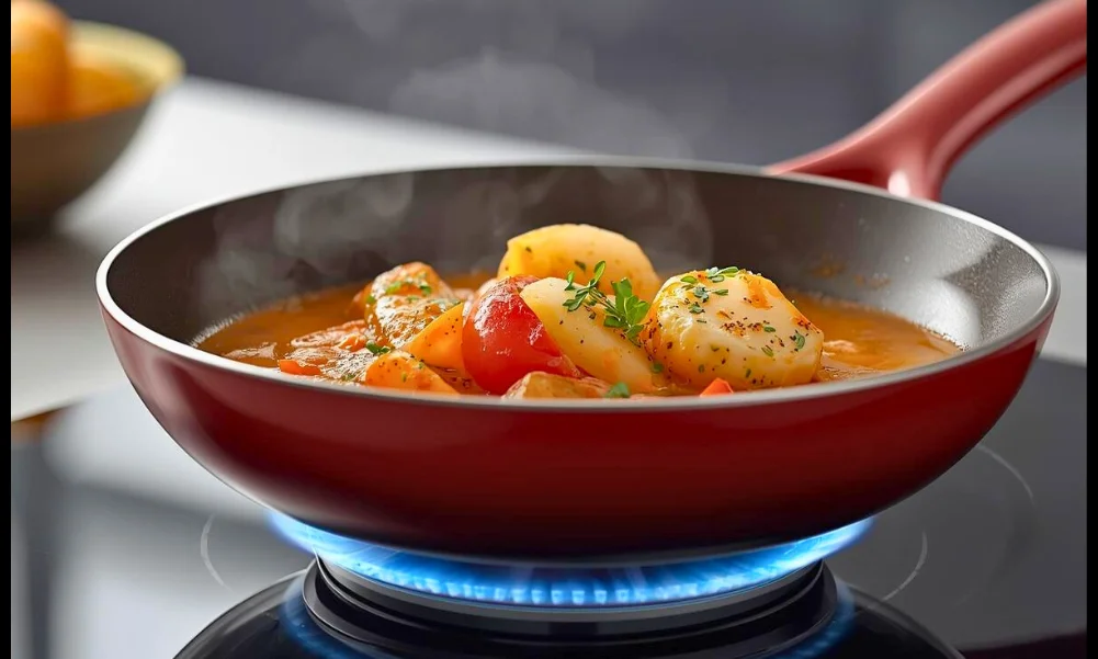Ceramic cookware used at low to medium heat on stovetop