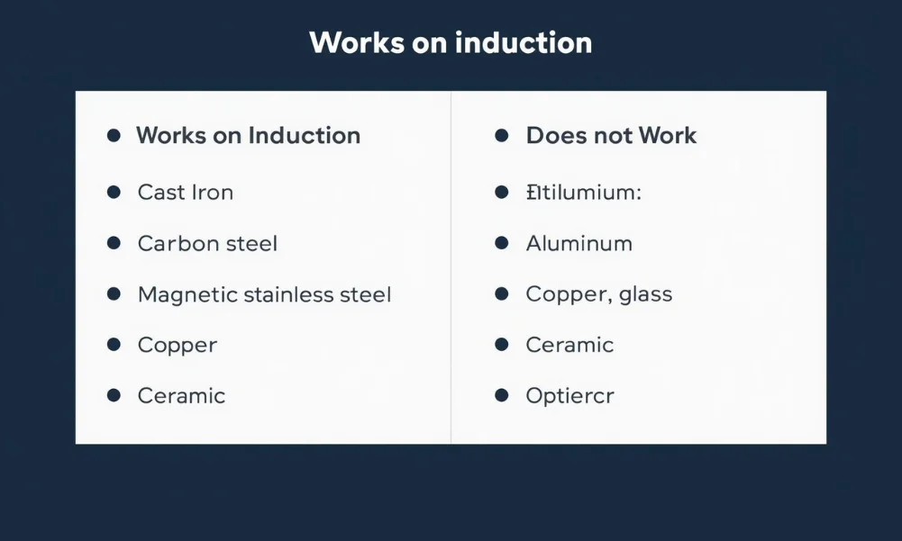Cookware materials compatible and not compatible with induction cooktops