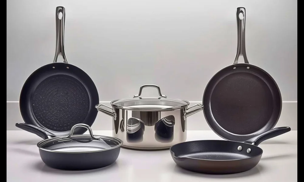 Different cookware materials used for comparison