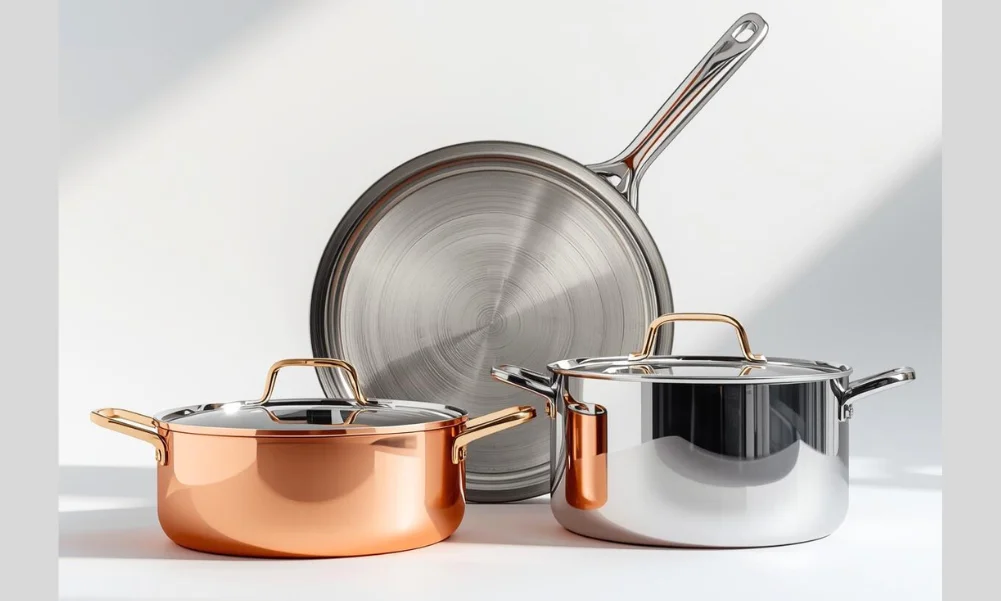 Copper cookware compared with stainless steel and aluminum pans
