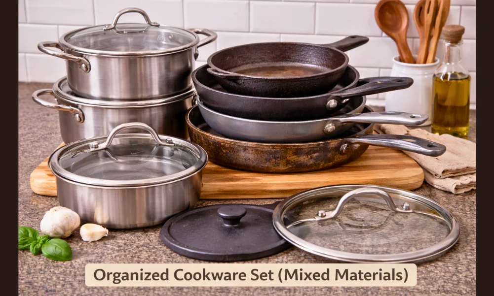 Cookware set with different materials for different uses