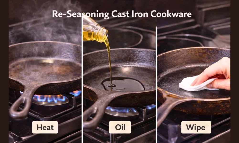 Re-seasoning cast iron cookware