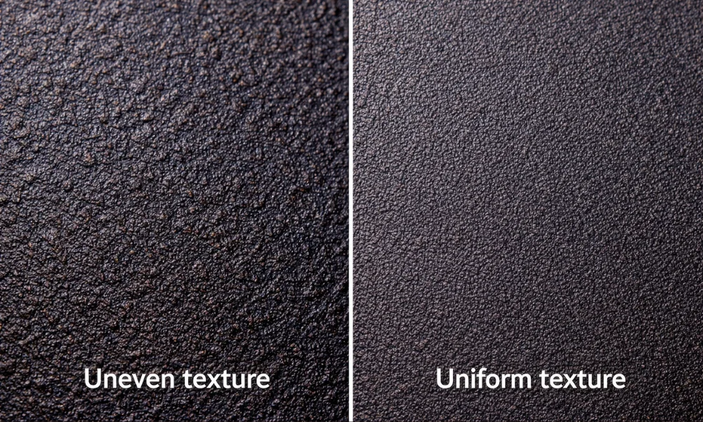 Cast iron surface showing variations in seasoning development over time.