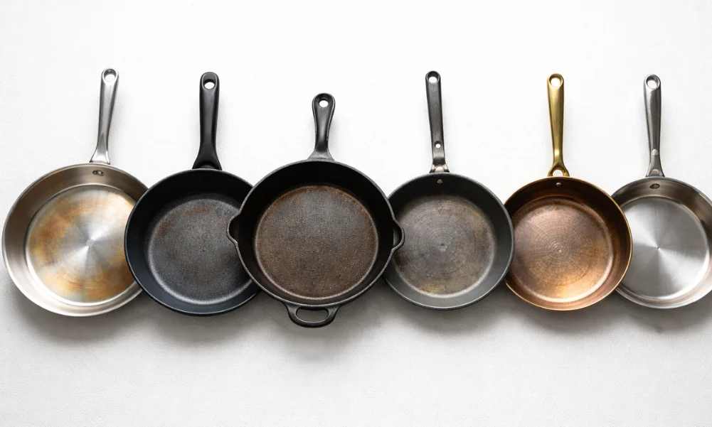 Cookware surface discoloration that does not indicate structural damage or safety issues.