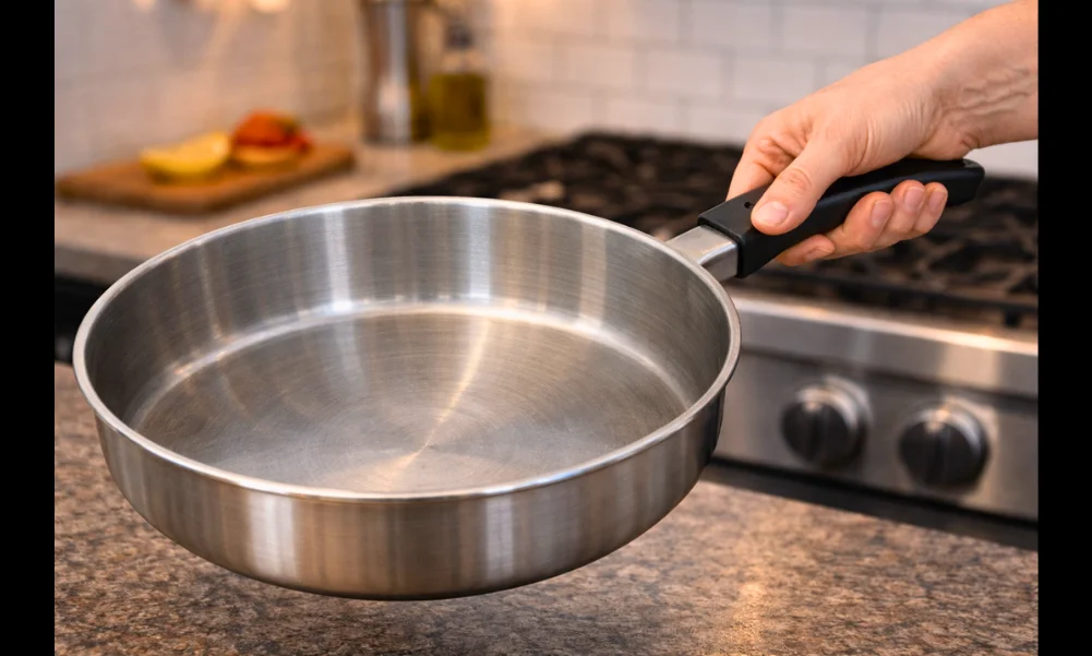 Cookware handle supporting the weight of a full pan
