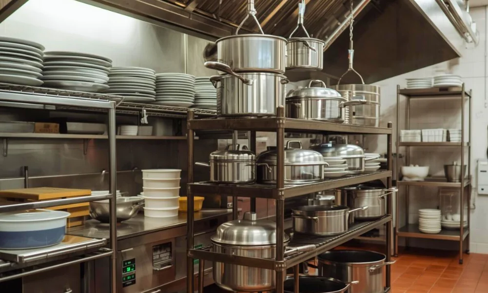Cookware supported on rack showing weight distribution