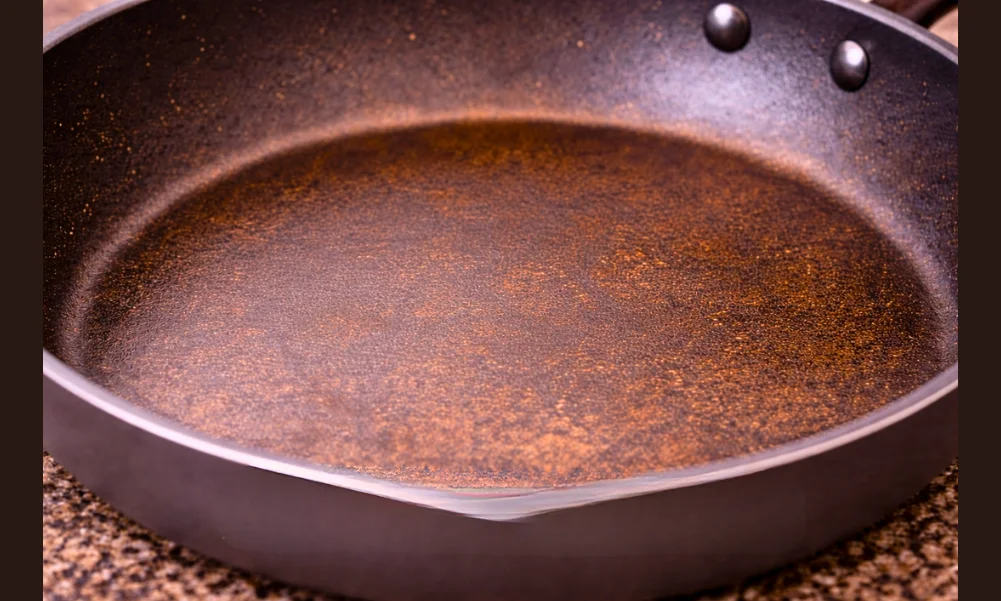 Discolored non-stick cookware with intact cooking surface