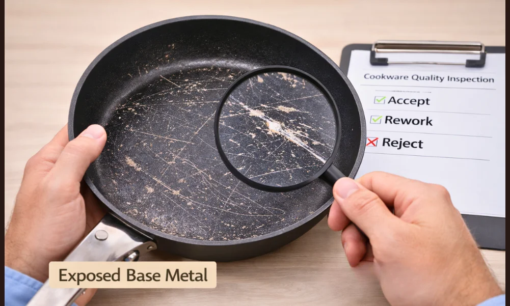 Evaluating heavily scratched cookware for continued use