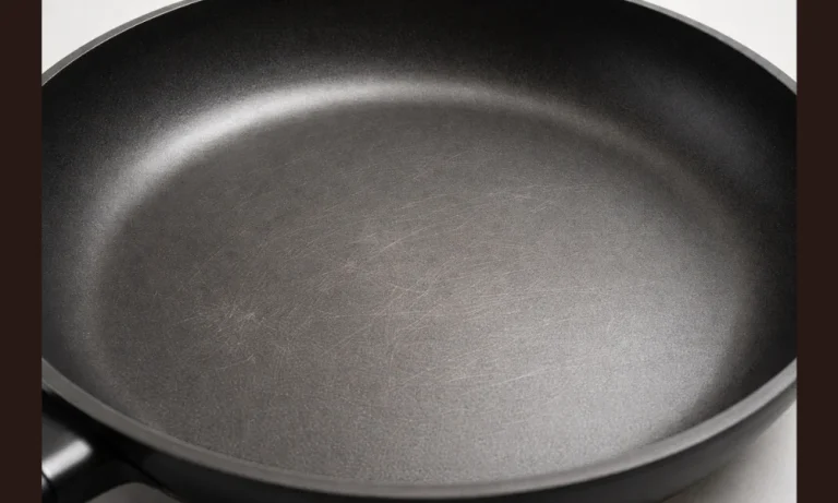 Cookware surface showing wear from repeated cleaning over time