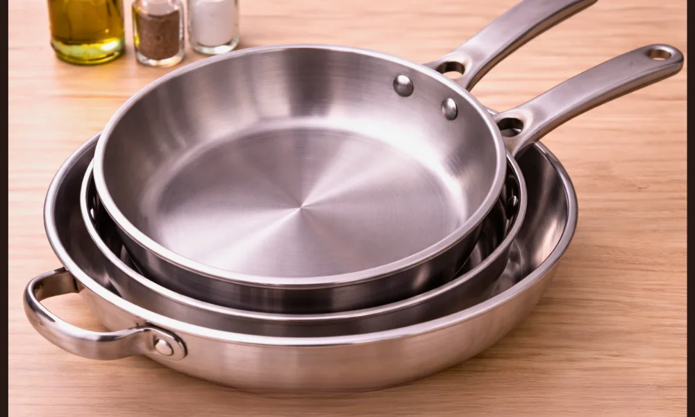 Stainless steel cookware after dishwasher cleaning