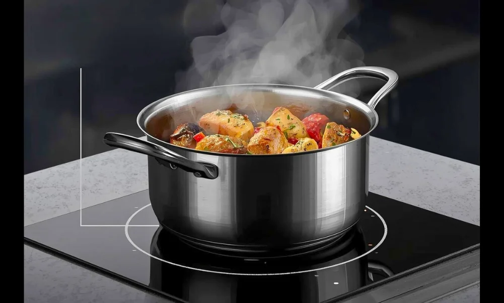 Thick cookware used for even heat searing