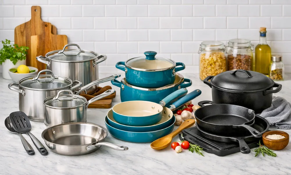 best cookware sets for home kitchens including stainless steel ceramic and cast iron cookware